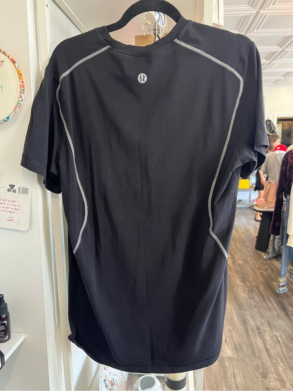 lululemon athletica Black Short-Sleeve Athletic Tee with Contrast Stitching